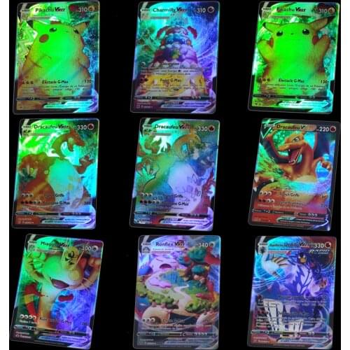 100PCS/SET Pokemon French Flash Cards 40VMAX 60V French Cards Game Collection Battle Childrens Toys Gift