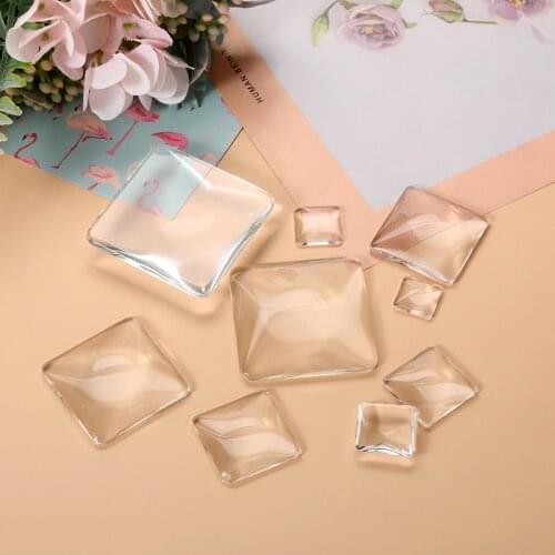20Pcs Clear Square Glass Cabochon For DIY Jewelry Making Handmade Pendant Accessories Fit 15mm 20mm 25mm 30mm Bezel