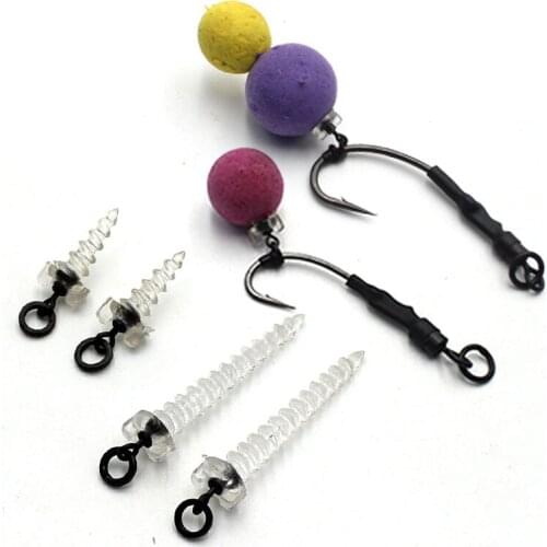 20PCS Carp Fishing 360 ° Bait Screw Pop Up Carp Fishing Rigs Ronnie Rigs Bait Holder For Carp Fishing Boilies Feeder