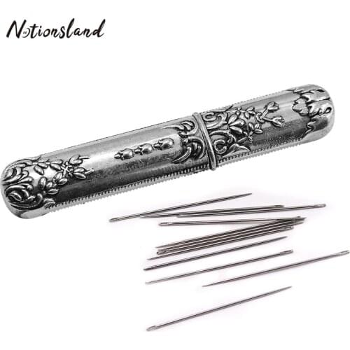 25pcs Stainless Steel Embroidery Stitching Needles Hand Sewing Needles & Vintage Needle Case for Needlework Sewing Tools