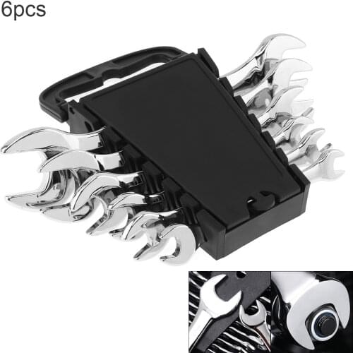6pcs / set Adjustable Reversible Combination Ratchet Wrench 8mm- 21mm CRV Handle Wrench Socket Spanner Set for Installation