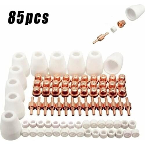 85pcs Welding Torch Tips Electrode Shield Cups Swirling Rings Consumables Set for Air plasma cutting