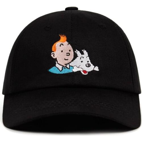 100% Cotton TinTin Dad hat Embroidered Baseball Cap Custom Strap Back Unisex Adjustable Aventures de Tintin Snapback Hats