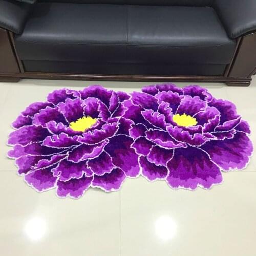 Large 160X90cm Double Peony Flowers Carpet Thick Living Room Bedroom Area Rug Handmade Door Mats Wedding Parlor Hallway Rugs