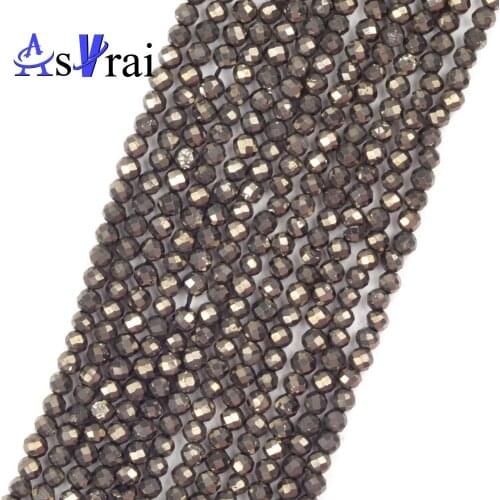 Natural Stone 2 3 4mm Faceted Hematite Beads Round Loose Spacer Beads For Jewelry Making DIY Bracelet Necklace Accessories 15"