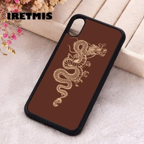 Iretmis 5 5S SE 2020 Phone Cover Case for iPhone 6 6S 7 8 Plus X Xs XR 11 12 Mini Pro Max Rubber Silicone Brown Dragon
