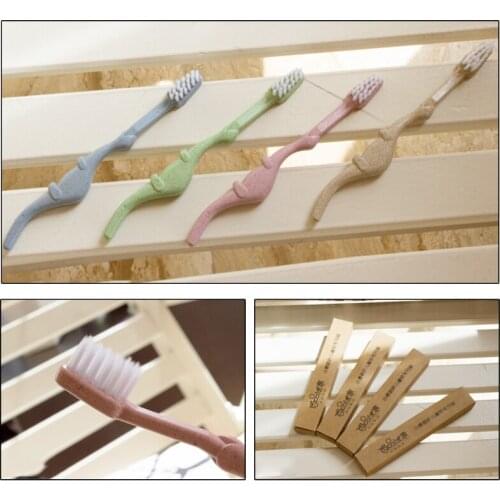 Baby Toothbrush Natural Wheat Straw Cartoon Toddler Children Newborn Oral Care 54DA