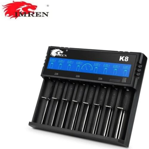Capacity Tester New imren k8 8-bay LCD 18650 Li-on imr charger
