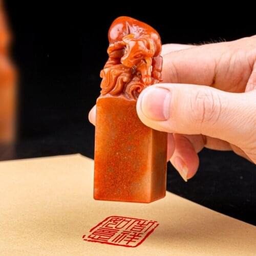 Customized Stone Personal Seal Chinese Zodiac Carving Gift Seal Artist Child Name Gift Stamps with Box Calligraphy Painting Seal