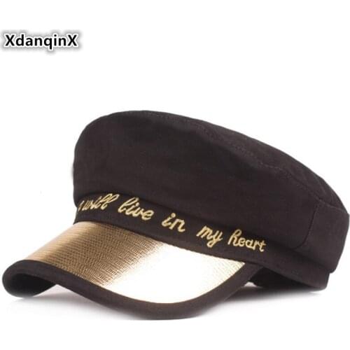 XdanqinX Mens Flat Cap Army Military Hats Elegant Womens Trendy Fashion Letter Caps 2019 New Couple Hat Students Snapback Cap