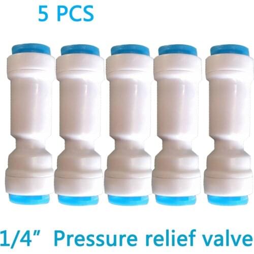 5 PCS 1/4"Water Pressure Relief Valve Water Pressure Reducing Regulator 1/4"OD Hose Quick Connection RO Reverse Osmosis System