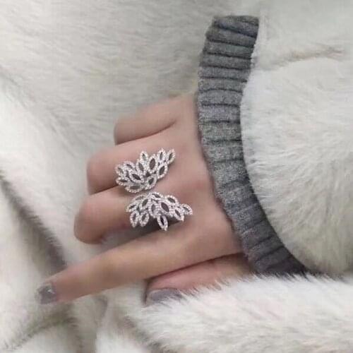 Charm Angel wings Diamond cz Ring 925 sterling silver Bijou Engagement Wedding band Rings for Women Gemstones Party Jewelry