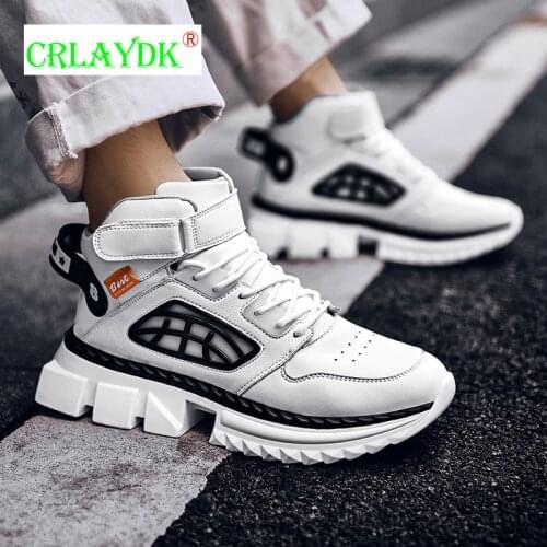 CRLAYDK Thick Soled Mens Casual Sneakers Running Shoes Breathable Sports Tennis Fashion High Top Students Increased Training