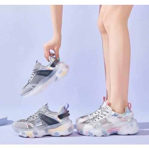 Summer Women Shoes Fashion Genuine Leather Air Mesh Breathable Sports Casual Sneakers Size 35-40