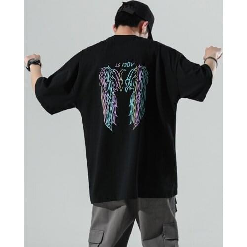 Summer New T-shirt Breathable High Quality T-shirt Plus Size Japanese Street Tee Print Fashion Hip Hop Top 100% Cotton Men S-5XL