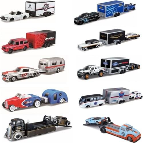 Maisto 1:64 Design Tow & GO Volkswagen Van Samba Alameda Trailer car model Toys collection gift toy boys