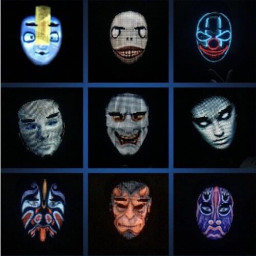 Halloween DIY Mask APP Edit Variable Face Glow Mask Led Gesture Changes Mask Party Props Facemask Masquerade ​Luminous Masks