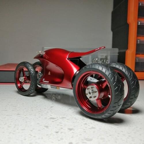 DIY Mechanical 3D Assembly Mental Puzzle Model Crafts for Home Decor - Red/Blue Motorbike