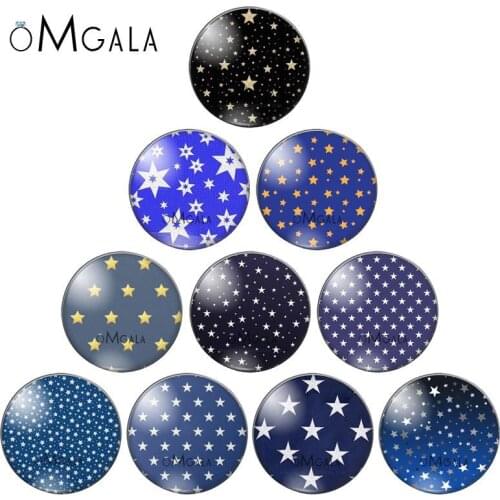 Fashion Blue Star Patterns 12mm/18mm/20mm/25mm Round photo glass cabochon demo flat back Making findings