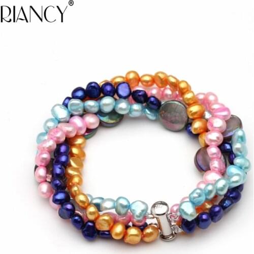 Fashion Multicolor freshwater pearl multi-layer bracelet simple European and American style Baroque pearl bracelet send girl