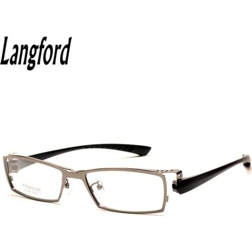 Langford brand Big face man pure titanium eyeglasses frame optical TR90 legs plain glasses spectacle full frames designs 2121