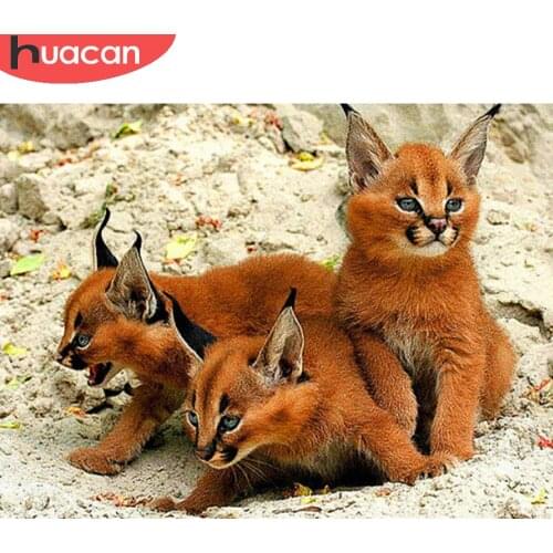 HUACAN Diamond Painting Kit Cat Wall Stickers Mosaic Embroidery Animal Natural Cross Stitch Home Decor