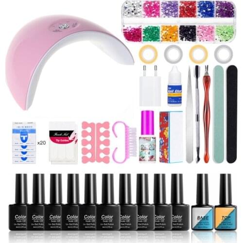 Y1UF 52 pcs Nail Extension Gel Kit Gel Builder with 36w UV LED Nail Lamp Manicure Kit