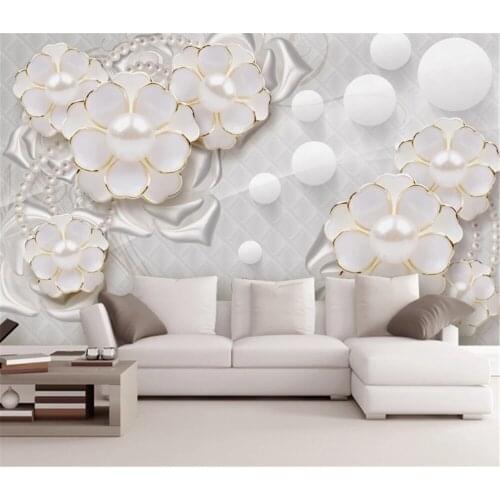 Milofi custom 3D mural wallpaper wallpaper wall cloth holy white luxury jewelry flower living room TV decorative painting backgr