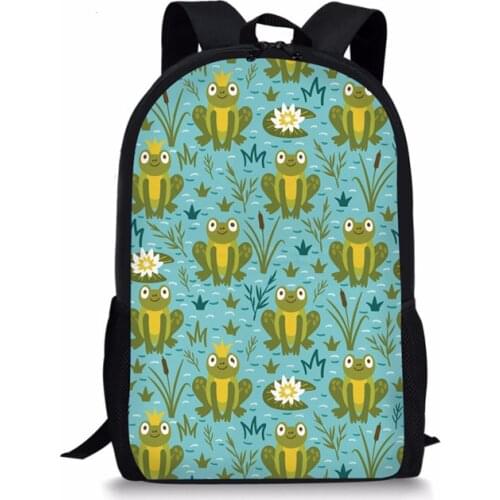 Novelty Frog Print School Bag for Kids Cute Teenager Girls School Book Bag Backpack Iguana Children Bags