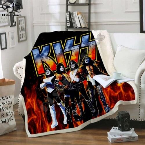 New KISS Rock & Roll All Nite Party Blanket 3D Print Sherpa Blanket on the Bed Home Textiles Dreamlike Style 003