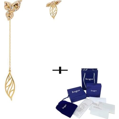 New GRACEFUL Asymmetric Earrings Simple Brown Petals Crystal Womens Accessories Valentines Day Romantic Gift