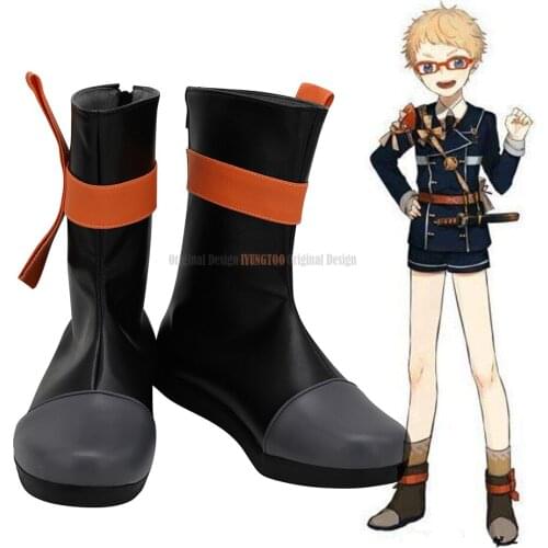 Hakata Toushirou Shoes Cosplay Touken Ranbu Hakata Toushirou Cosplay Boots Black Shoes Custom Made