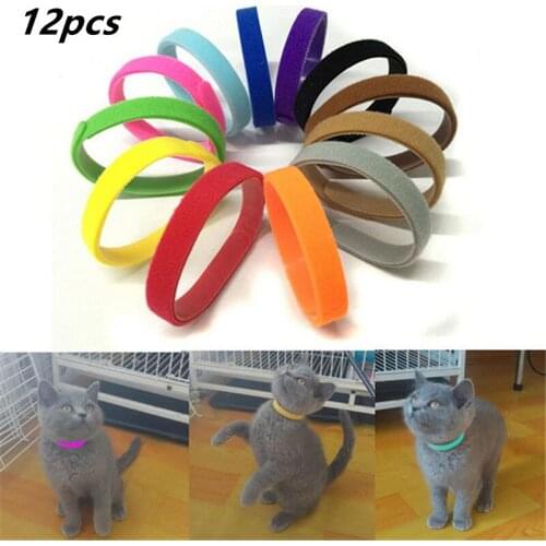 12 Pcs/Set Puppy Newborn Pets Identify Collars Adjustable Nylon Small Pet Dog Collars Kitten Necklace ID Puppy Collars
