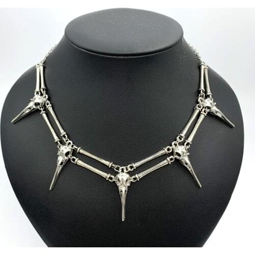 Gothic Bird Skull Necklace Evil Skull Pagan Wizard Magic Necklace