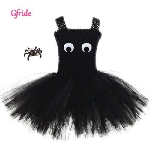 Black Summer New Year Halloween Toddler Princess Girls Spider Dress Baby Costume Carnival Party Dress Up Girls Casual Clothing