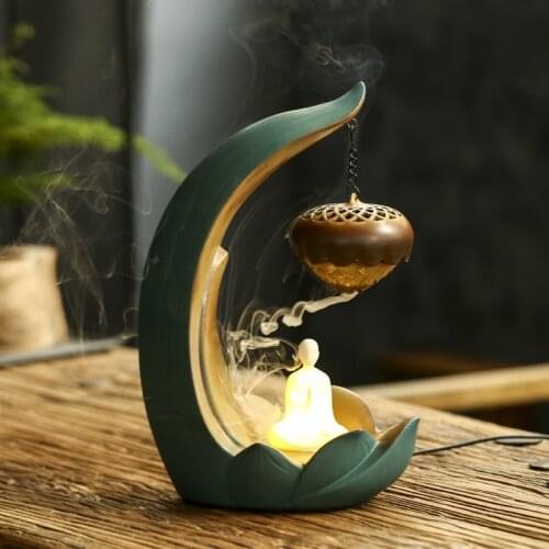 Lotus hanging ball backflow incense burner creative lamp ring sandalwood stove incense burner small night lamp ornaments