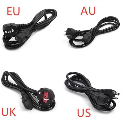 Durable 3-Prong 1.2m EU US AU UK 4Standards AC Power Supply Adapter Cord Cable Lead Charging Line Wires For PC Laptop