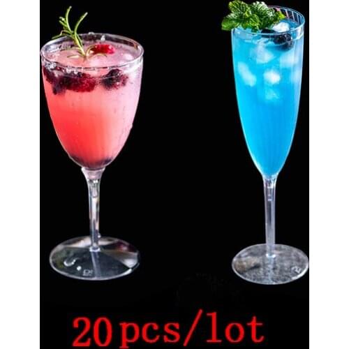 20 Pieces / Set Clear transparentPlastic Red Wine Glasses Goblet Champagne Party Picnic Bar Drink Cup