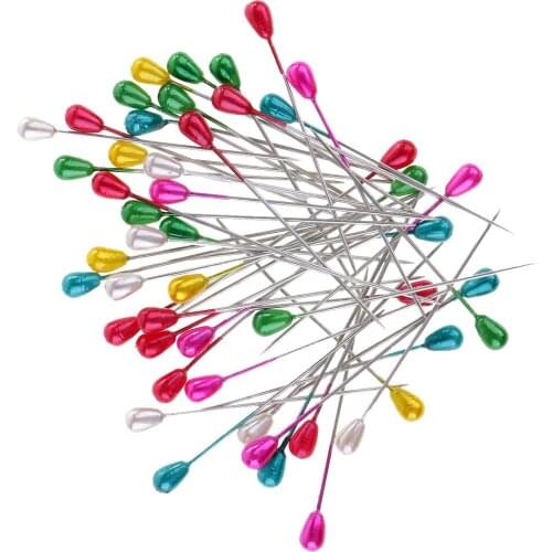 100 Pieces Colorful Dressmaking Sewing Pins Straight Pins Pearl Head Corsage Pins