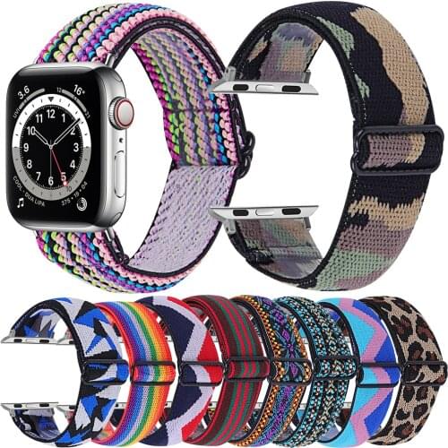 Elastic Bands For Apple Watch Series 6 5 4 3 2 1 SE 38 40 42 44mm Fabric Bracelet Strap For Apple Watch Wrist Band Correa