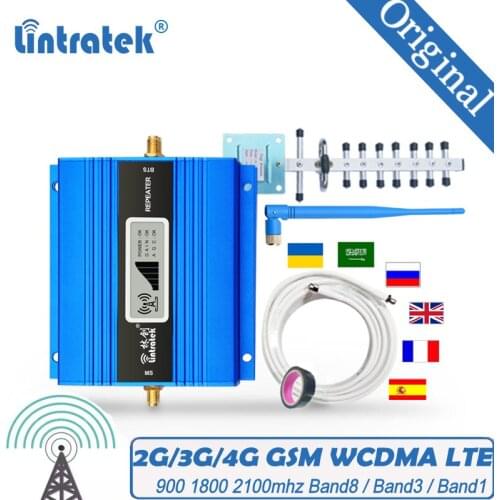 FreeShipping Lintratek Russia 2G GSM 900Mhz signal repeater 2g repetidor 900MHz 65dB Cellular Phone Signal Booster 2G 3G Antenna