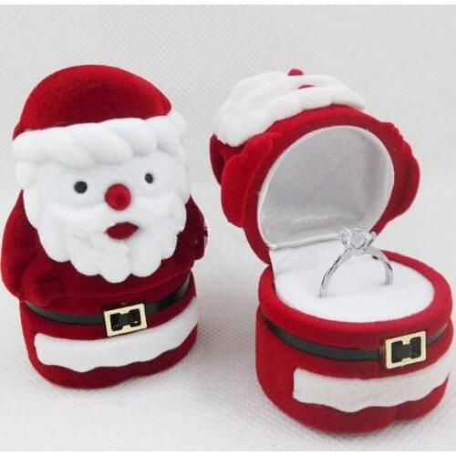 Christmas Velvet Gift Box Santa Claus Jewelry Box Snowman Ring Box Case Earring Holder for Jewelry Display Gift Box Organizer