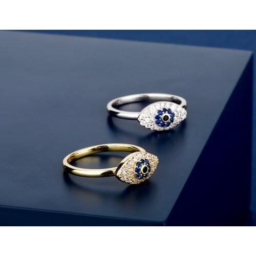 S925 Sterling Silver Eye of God Finger Rings for Women Ladies CZ Stone Bling Iced Out Elegant Wedding Ring Charm Jewelry