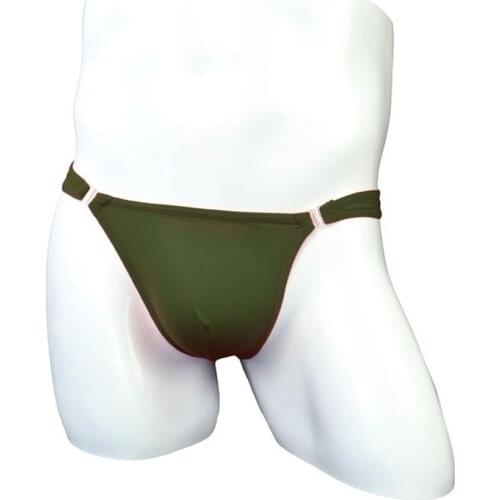 Clearance Low Price Mens Sexy Polyester Underwear Briefs Translucent Ice Silk Low-Rise Buttoned Thong Gladiator T Pants