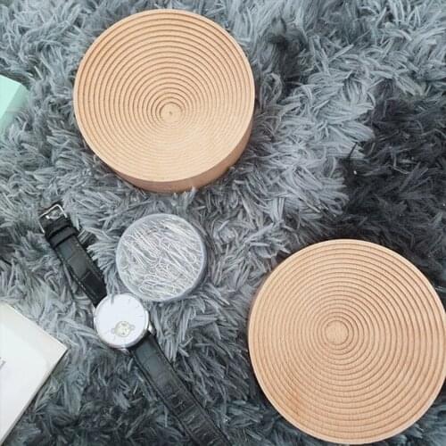 Solid Wood Incense Burner Round Base Nordic Style Wooden Storage Bracket Spiral Shape Dessert Tray Candle Holder Decor