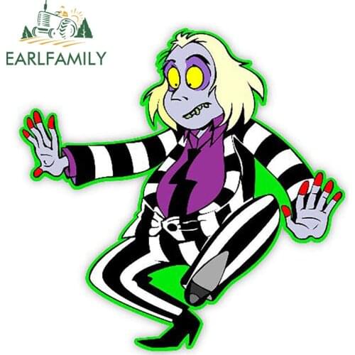 EARLFAMILY 13cm x 12.9cm Beetlejuice Sticker Car Decals JDM Funny Car Stickers Vinyl Graphic Decor for Car Window Trunk