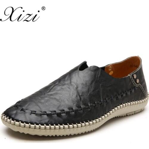 Xizi Soft Leather Men Casual Loafers New Fashion Handmade Casual Sneakers Shoes Men Moccasins For Men Leather Boat Flat Shoes