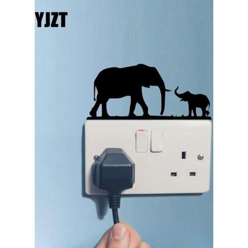 YJZT Cute Elephant Wall Art Switch Sticker Cartoon Funny Living Room Decor Vinyl Decal 17SS0160