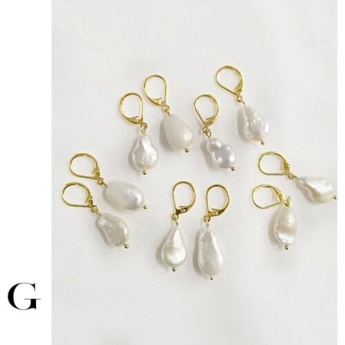 GHIDBK Baroque White Natural Freshwater Pearls Hoops for Women Ear Piercing Huggie Earrings Small Pendientes Jewelry