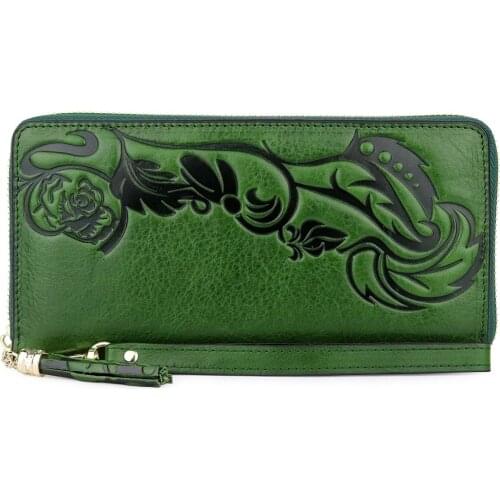 Top Quality Purple Women Long Wallets Luxury Genuine Leather Wallets Designer Purse Fashion Blue/Rose Red Color Ladies Coin Case